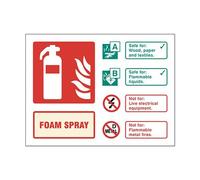 Foam Spray Fire Extinguisher Sign (Landscape) - 100mm x 150mm - FireShield (Rigid Plastic)