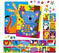 Foam Sticker Art Activity, 20 Wild Animal Art Boards with 1660 Foam Stickers in 10 Colors, Funny DIY Activity Creative Craft Kits Travel Game for Kids, Boys & Girls