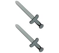 Foam Sword Prop - Pack of 2 - 18 inch/45cm Long Grey Foam Sword with Crossguard - Adults Mens Ladies Kids Boys Girls Crusader Medieval Knight Fancy Dress Costume Accessory