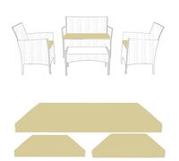 Foam & Upholstery Warehouse Garden Rattan Cushion Pad Replacement Seat Cover | Chair & Sofa| Water Resistant | 3 Piece (Cover Only) (Cream)