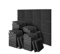 Foam Wall Panels 12-48PCS Self-Adhesive Soundproof Wall Panels Acoustic Foam Tiles Noise Reduction Home Studio Bedroom Sound Deadening Stick(Black-24PCS)