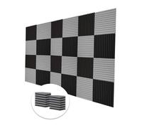 Foam Wall Panels 24 Pcs 30x30x2.5cm Acoustic Foam Soundproofing Wall Panels Studio Sound Absorption Insulation Groove Panel 12Black 12Grey(12Grey 12Black)