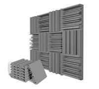Foam Wall Panels 24Pcs 25x25x5cm Studio Acoustic Foam Sound Absorbing Noise Insulation Proofing Treatment Panels 12Black 12Grey(24Grey)