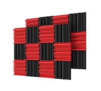 Foam Wall Panels 24Pcs 25x25x5cm Studio Acoustic Foam Sound Absorbing Noise Insulation Proofing Treatment Panels 12Black 12Grey(12Black12Red)