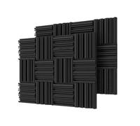 Foam Wall Panels 24Pcs 25x25x5cm Studio Acoustic Foam Sound Absorbing Noise Insulation Proofing Treatment Panels 12Black 12Grey(24Black)