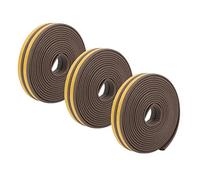 Foam Weather Stripping, 6Pcs 9 X 2 X 3000mm Foam Weatherstrip Door Window Rubber Soundproof Seal Strip Self Adhesive Insulation Tape, for 1-2mm Gap(Brown)