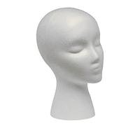 Foam Wig Head Female White 11.02inch Hat Glasses Wig Display Head Training Mannequin Heads for Makeup Tattoo Hairstyling, Stand