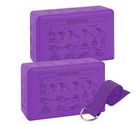 Foam Yoga Blocks - Lightweight High Density 2 Pieces | Stretch Blocks Workout Equipment - For Beginners Women Adults Balance Flexibility Home Studio Gym