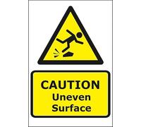 Foamalux PVC Plastic sign Caution Uneven surface - 30 x 20 cm | UK-Made with Renewable Energy | Low Carbon Footprint