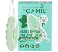 FOAMIE Shower Body Bar, Peppermint & Green Tea. Plastic-Free, Soap-Free, No Sulphates or Parabens. Made Sustainably in the UK. 100% Vegan and Cruelty free. Environmentally friendly solution.