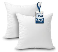 Foamily Throw Pillows Insert Set of 2 - 18 x 18 Insert For Decorative Pillow Covers - Made in USA - Bed and Couch Pillows @ M&A STYLES LTD