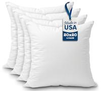 Foamily Throw Pillows Insert Set of 4 - 20 x 20 Insert for Decorative Pillow Covers - Made in USA - Bed and Couch Sham Filler @ M&A STYLES LTD