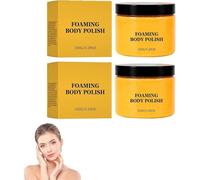Foaming Body Polish, Two Tone Optional Scent Body Scrub, Gentle Exfoliating Scrub for Deep Cleaning Dead Skin, Restores Skin Barrier, Leaves Skin Smooth & Glowing, for All Skin Types (Yellow-2Pcs)