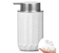 Foaming Hand Soap Dispenser, Kitchen Soap Dispenser with Silver Soap Pump, Ceramic Foam Soap Dispenser for Bathroom,12OZ Refillable Soap Dispenser for Sanitizer, Hand Wash (Beige)