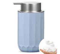 Foaming Hand Soap Dispenser With Silver Pump, Ceramic 12OZ Refillable for Kitchen, Bathroom, Sanitizer, Hand Wash (Blue)