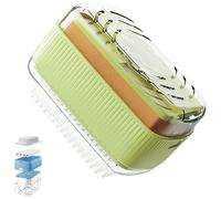 Foaming Soap Box with Roller Bubble Case for Laundry, Soap Cleaning Storage Dispenser, Soap Box Roller, Portable Bar Dispenser Brush, Keeps The Dry (Green)