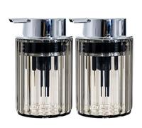 Foaming Soap Dispenser, 2Pcs 200ml/7oz Clear Plastic Soap Dispenser with Pump Wide-Mouth Refillable Foam Bottle Portable Bathroom Accessories for Home, Travel, Grey