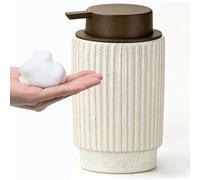 Foaming Soap Dispenser, 350ml/12 oz Ceramic Pump Bottle Refillable Liquid Hand Wash Foam Soap Dispenser for Bathroom, Kitchen, Countertop, Laundry Room, Sink(Wood Grain Foam Pump)