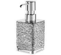 Foaming Soap Dispenser, Foam Hand Soap Dispenser Antirust for Bathroom & Kitchen Countertop, Refillable 10 Oz Water Ripple Modern Soap Foam Dispenser-Square, Translucent Gray