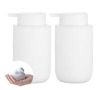 Foaming Soap Dispenser Set - 2 Pack White Ceramic Foam Dish Hand Soap Dispenser with Black Pump for Bathroom, Bathroom Dispenser Set for Modern Home Farmhouse Decor
