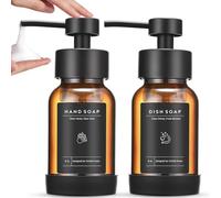 Foaming Soap Dispenser Set, Glass Foam Soap Dispenser with Plastic Pump, 8oz Empty Refillable Glass Bottle for Liquid Soap - Kitchen, Bathroom, Commercial