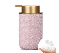 Foaming Soap Dispenser With Gold Pump - 12 Oz Ceramic Refillable for Kitchen, Bathroom, Sanitizer, Shower Gel, Hand Wash (Pink)