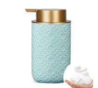 Foaming Soap Dispenser With Gold Pump, Ceramic 12 Oz Refillable for Kitchen, Bathroom, Sanitizer, Shower Gel, Hand Wash (Green)