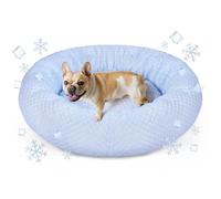Foamio Donut Dog Bed for Small & Medium Dogs - Cooling Pet Bed with Non-Slip Bottom, Summer Comfort Dog Beds for Puppies, Washable & Portable Egg Tart Shape (M)