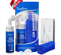 Foamitto® Shoe Cleaner Kit - 200ml with integrated Brush & Microfiber Cloth | Waterless Foam Trainer & White Shoe Cleaner for Sneakers | Mesh, Leather, Canvas, Knit, Rubber, PU & EVA