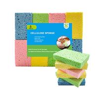 Foamworld 8 pack Kitchen Sponges, Cellulose Sponges Dish Sponge, Household Cleaning Sponge, Non-Scratch Scrub Sponge, Washing up Sponge, Assorted Colors
