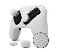 Foamy Lizard AlphaPro Silicone Grip Set for Nintendo Switch 2 Pro Controller | Anti-Slip Soft Gel Protective Cover, Flat Studded Comfort, Side Rails, Full Rear Paddle Access, Raised Thumb Grips (White
