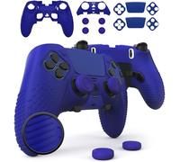 Foamy Lizard Eclipse PS5 Edge Controller Skin Combo Set | Dock Compatible, Protector Decals, Anti-Slip Soft Gel Silicone Cover, Faceplate Shell & Thumb Grips for PlayStation 5 DualSense Edge (Blue)