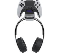 Foamy Lizard PS5 Controller Charger v2 Console & Wall Mount for Playstation 5 EDGE & DualSense Fast Charging Station Hanging Dock, Headphone Hook, LED, Overcharge Protection (PS5 White+Black)