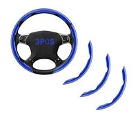 FOAN Steering Wheel Covers, 3PCs Carbon Fiber Anti-Skid Clip on Car Steering Wheel Cover Protector Universal for Most Car, Blue