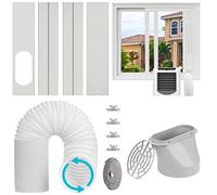 Foancie Portable AC Window Vent Kit with 5.9” Exhaust Hose & Coulper, Universal Window Seal for Portable Air Conditioner, Adjustable AC Duct Kit for Sliding Horizontal & Vertical Windows
