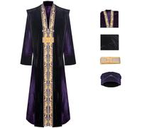 Foanja Dumbledore Costume Men's Cosplay Magic Academy Wizard Rector Directeur Dumbledore Outfit with Hat and Wand for Dress up Halloween Carnival Birthday Party Masquerade Fancy Costume