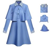 Foanja Fleur Costume with Hat Women's Cosplay Magic Academy Wizard Fleur Isabelle Delacour Dress and Cape with Wand for Dress up Halloween Carnival Birthday Party Masquerade Fancy Costume
