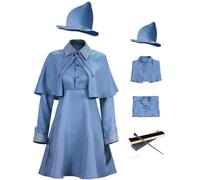 Foanja Fleur Costume Women's Cosplay Magic Academy Wizard Fleur Isabelle Delacour Dress and Cape with Hat Wand for Dress up Halloween Carnival Birthday Party Masquerade Fancy Costume