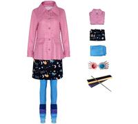 Foanja Luna Costume Women's Cosplay Magic Academy Wizard Luna Lovegood Outfit with Glasses and Wand for Dress up Halloween Carnival Birthday Party Masquerade Fancy Costume