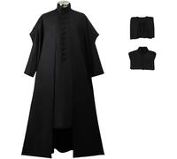 Foanja Snape Costume Men's Cosplay Magic Academy Wizard Severus Snape Outfit Cape and Lining for Dress up Halloween Carnival Birthday Party Masquerade Fancy Costume with Wand