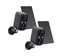 FOAOOD 2 Packs Security Cameras Wireless Outdoor Solar,Cameras for Home Security,Home Camera with Color Night Vision,PIR Human Detection,2 Way Talk,IP66 Waterproof-Black