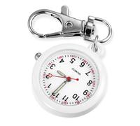 Fob Watch with Key Buckle - Fashion Quartz Pocket Watch Pointer Glow in Dark for Doctors, Nurses, Paramedics, Men, Women, Chefs, Hiking, Climbing