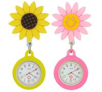Fob Watches for Nurse, 2Pcs Nurses Watch Clip On, Watchs Nurses Fobs Watches for Women, Pink and Yellow Watchs Women's Pocket, Hemobllo Nurses Fob Watch, 31mm x 40.5mm x 8.5mm
