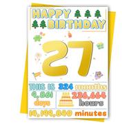 FOBELEC 27th Birthday Card, Happy Birthday Decorations for Her Him, 27 Year Old Ideal Bday Gift for Daughter Son, Amazing Gift for Women Men