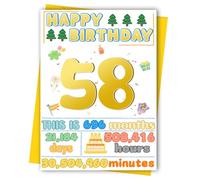 FOBELEC 58th Birthday Card, Happy Birthday Decorations for Mother Dad, 58 Year Old Ideal Bday Gift for Wife Husband, Amazing Gift for Women Men