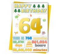 FOBELEC 64th Birthday Card, Happy Birthday Decorations for Mother Dad, 64 Year Old Ideal Bday Gift for Wife Husband, Amazing Gift for Women Men