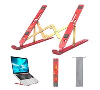 FOBELEC Laptop Stand, Computer Tablet Stand, Adjustable Aluminum Foldable Portable Laptop Holder Riser, Compatible with MacBook Air Pro, Lenovo, HP, Dell, More 10-15.6” Laptops and Tablets (Red)