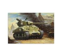 FOBKDL Vintage WWII Poster USA Sherman M4A1 Tank Room Living Room Decor Modern Aesthetic Wall Art Gift For Friend Bed Unframe-style 08x12inch(20x30cm)