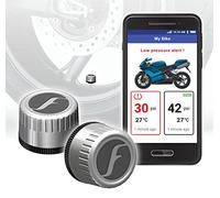 FOBO Bike 2 Tyre Pressure Monitoring System with App - Intelligent Bluetooth 5.0 Tyre Pressure Sensor for Motorcycles - Silver