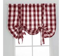 FOBOXCHD Tie Up Curtains Check Gingham Tie Up Shades Kitchen Cafe Curtains Farmhouse Home(Red 116x160cm)